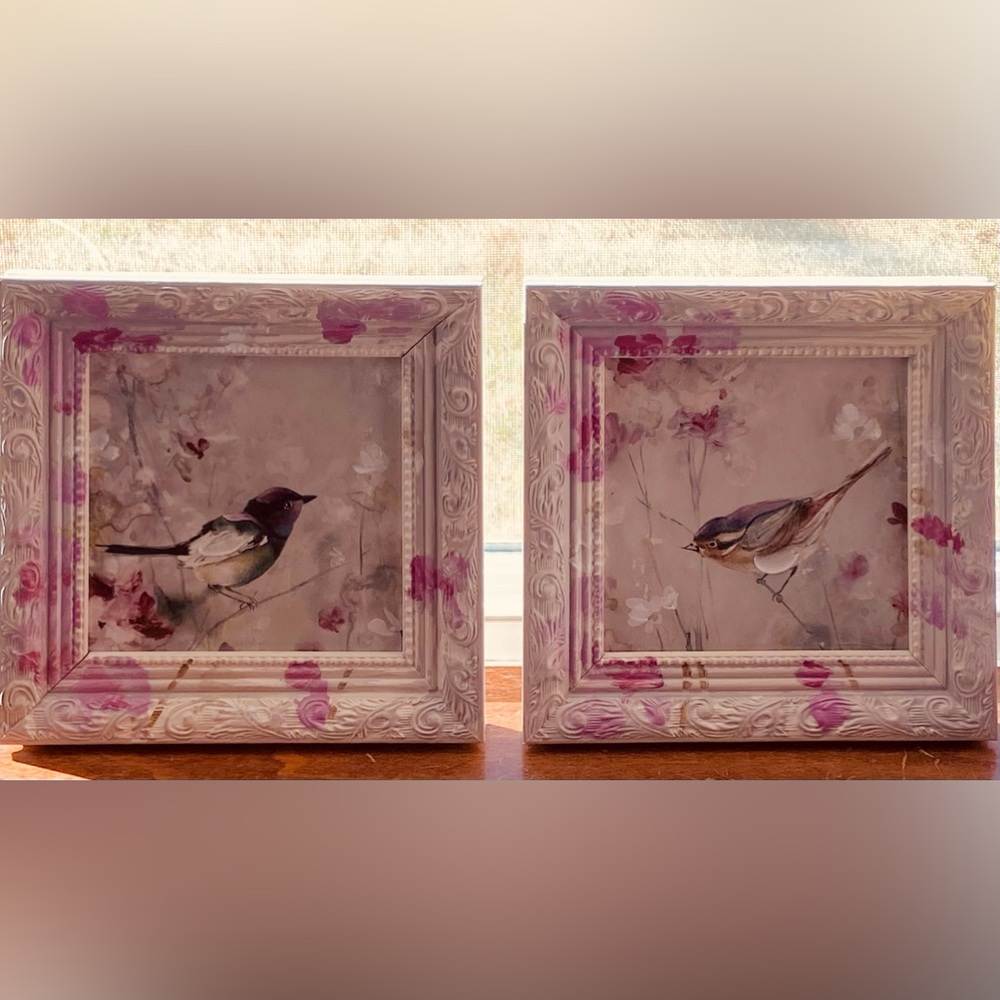 Galaxy Graphics Framed Wallhanging Set- 9x9” Pink & White Bird 3D Oil Paintings🦩 - Picture 10 of 16